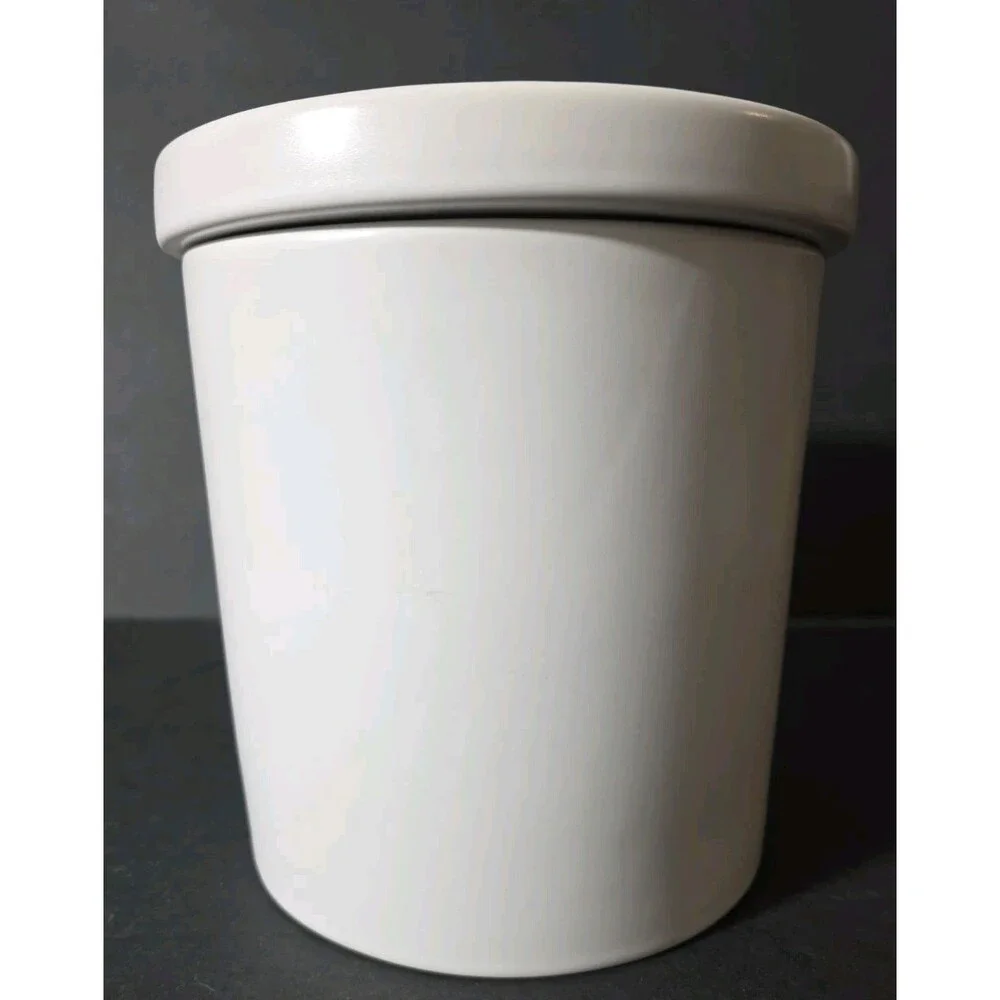 Vtg. William Sonoma Ice Cream White Crock w/ GREAT Blue Lid Graphics VERY NICE!!